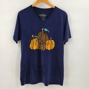 Spirit with Style graphic tee size large blue pumpkins for Fall short sleeve